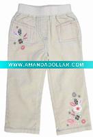 Wholesale Nova Girl ready made Corduroy embroidery casual pants G2022#Apricot