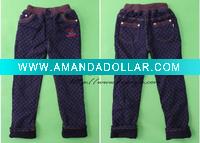 Wholesale DSK027 girl's cotton trousers with fleece lining