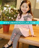 Wholesale the newest girl's spring and autumn suit /long shirt and trouser
