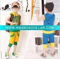 Wholesale 2011 fashion new style hotsale cotton t-shirt+pant summer girl's&boy's clothing set