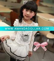 Wholesale 2011 girls fashion new lovely white chiffon clothing set