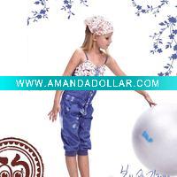 Wholesale one-piece girl 100%cotton denim Child Clothes