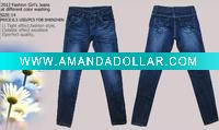 Wholesale 2012 Fashion Gril's Jeans at different color washing