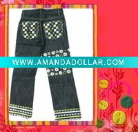 Wholesale girls fashion printing jeans