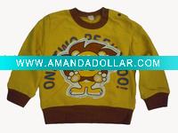 Wholesale 100%cotton jersey 180 grams, yellow, print,round-neck boy T-shirt