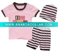 Wholesale hot sell 100% cotton 3 pcs suit Baby KASALUCY Pajamas