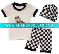 Wholesale 3 pcs suits KASAbaby suit three-pcs suits 100% cotton short-sleeve and short pants suit child clothes baby/kids wear