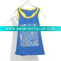 Wholesale children sleeveless fashion 100% cotton t-shirt