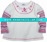 Wholesale Ready made baby girl winter cotton blouse F1961#White