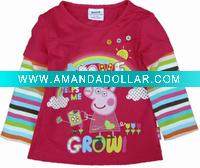 Wholesale Ready made baby girl winter cotton t shirt stock F1983#red