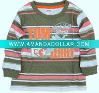 Wholesale child clothing boy cotton stripe top A1471#Pink/green