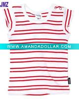 Stripe rib red white tee