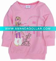 Wholesale Child knit top cotton jersey t shirt F1910#pink