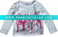 Wholesale Wholesale child garment girl t-shirt stock F062#White