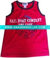 Wholesale red printed children's t-Shirts with sleeveless
