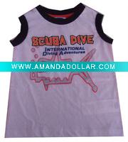 Wholesale boy's printed children's t-shirts with sleeveless