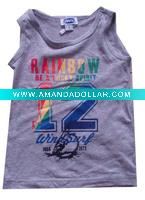 Wholesale boy's grey printed children's t-shirts with sleeveless