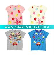 Wholesale o-neck cotton cute design kids short t shirts