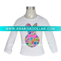 Wholesale white with beautiful pattern shirt for girls