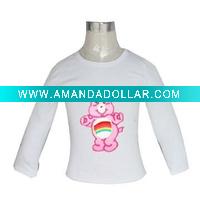 Wholesale white t shirt with cute animal for girls