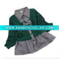 Wholesale green shirt and skirt for kids