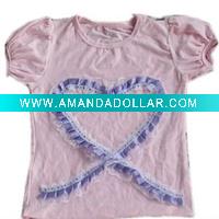 Wholesale lightpink shirt with purple pattern for girls