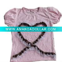 Wholesale lightpink shirt with maroon pattern for girls