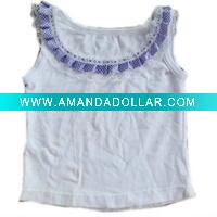 Wholesale sleeveless shirt with blue lace for girls