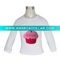 Wholesale with cake t shirt for kids girls birthday