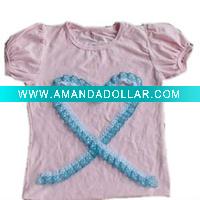 Wholesale lightpink shirt with skyblue pattern for girls