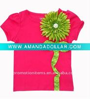 Wholesale short sleeve with flower shirt for girls