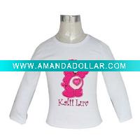Wholesale white t shirt with cute cubs for girls