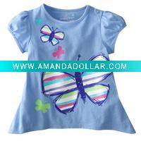 Wholesale 100% cotton girls print t shirt