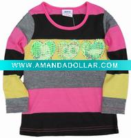 Wholesale Ready wear kids new winter/autumn top F1919#plum/black/yellow
