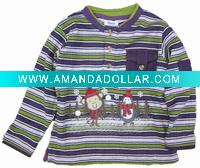 nova kid winter wear boy cotton stripe t shirt 11121#Purple/green