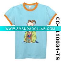 Wholesale children's short sleeve cute t-shirt of 100% cotton