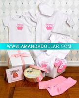 Wholesale organic cotton baby clothes/ rompers six pcs gift box