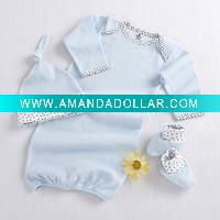 Wholesale organic cotton baby clothes/ rompers six pcs gift box