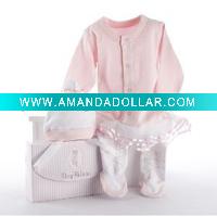 Wholesale organic cotton baby clothes/ rompers six pcs gift box