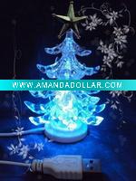 USB LED Flash acrylic Christmas Tree Decoration