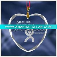 Wholesale Clear heart crystal glass hanging ornament for tree and window