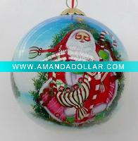 Wholesale Christmas tree ornament inside hand-painted hanging ball with golden lifting rope