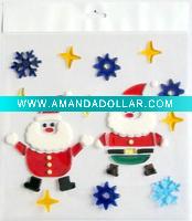 Wholesale two standing Santa for christmas decoration in TPR jel window self-adhesive sticker