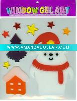 Wholesale TPR window gel stickers with christmas bear (LD-B2364)