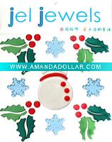 Wholesale Snow man with leaf for Christmas TPR window gel sticker