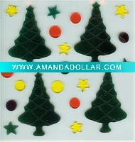 four X'mas tree window stickers (LD-2047)
