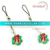 Wholesale Christmas Wreath shape Cell phone charms - crystal christmas tree gifts/fashion mobile phone strap/beautiful christmas gift