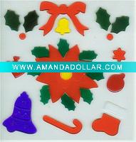 Wholesale Christmas wreaths window gel stickers; (LD-A1192)