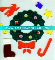 Wholesale 2010 christmas wreath window gel stickers (LD-B2077)