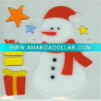 Wholesale magic christmas window gel sticker with red muffler(LD-B2379)
